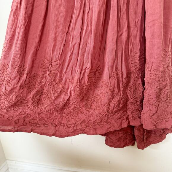 Free People Elaine Embroidered Racer ack Maxi Dress Dusty Pink Rust M - Picture 9 of 15